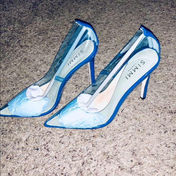 Blue Clear Stiletto Court Shoes - Picture 1 of 4